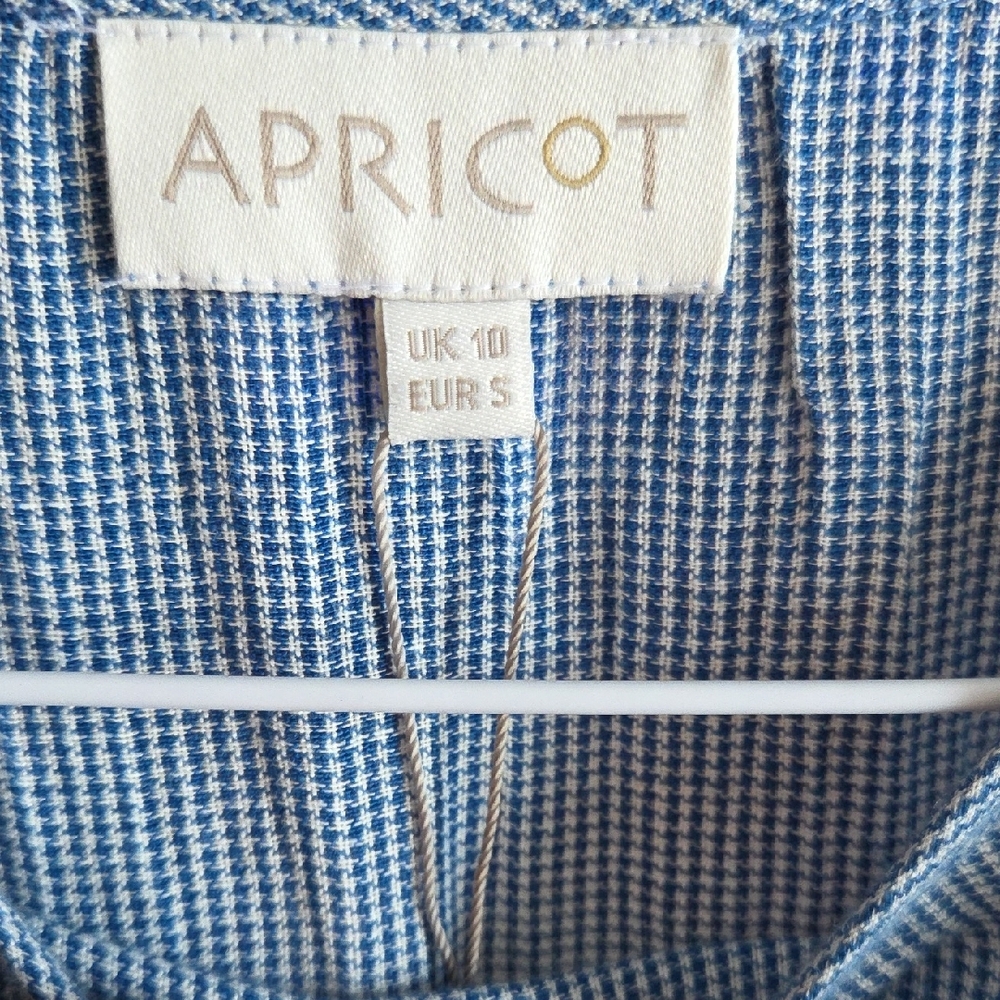 Nwt APRICOT Blue Floral Textured Peplum Top Short Sleeve Cottagecore Boho Blouse - Picture 4 of 6